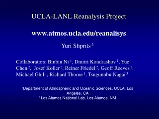 UCLA-LANL Reanalysis Project atmos.ucla/reanalisys