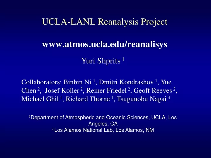 ucla lanl reanalysis project www atmos ucla edu reanalisys