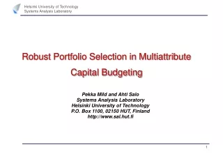 Robust Portfolio Selection in Multiattribute Capital Budgeting