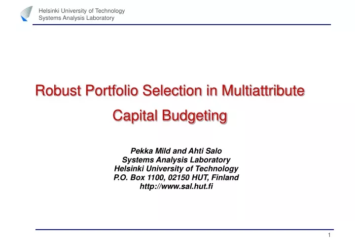 robust portfolio selection in multiattribute capital budgeting