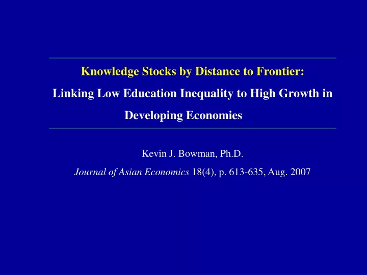knowledge stocks by distance to frontier linking