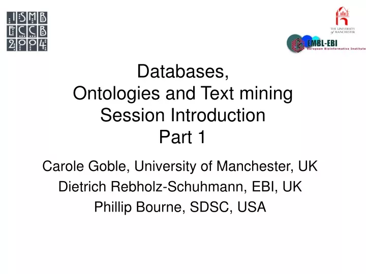 databases ontologies and text mining session introduction part 1