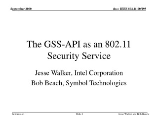 The GSS-API as an 802.11 Security Service