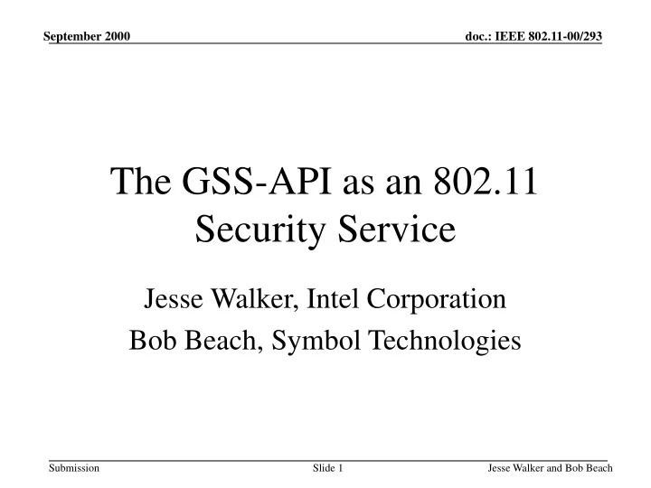 the gss api as an 802 11 security service