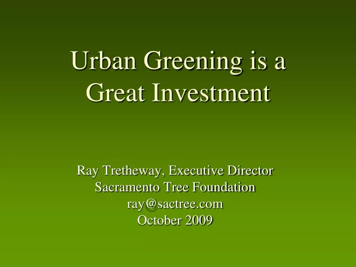 urban greening is a great investment