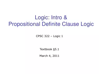 Logic: Intro &amp;  Propositional Definite Clause Logic