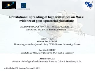 Gravitational spreading of high wallslopes on Mars: evidence of past equatorial glaciations