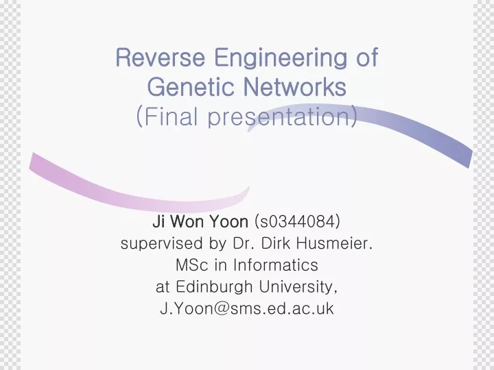 reverse engineering of genetic networks final presentation