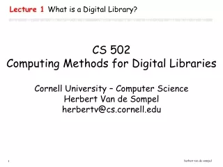 Lecture 1  What is a Digital Library?