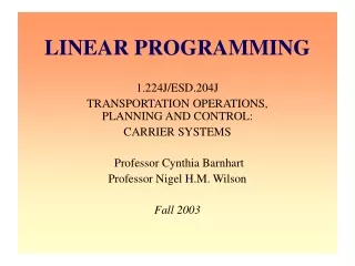 LINEAR PROGRAMMING