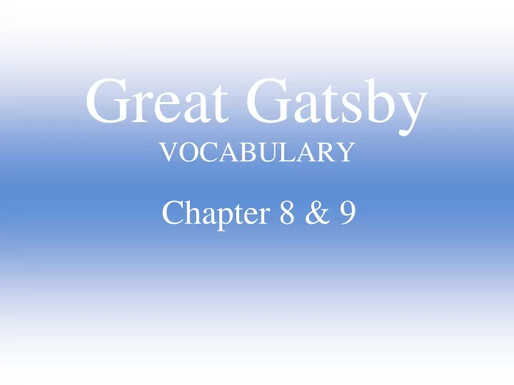 great gatsby vocabulary