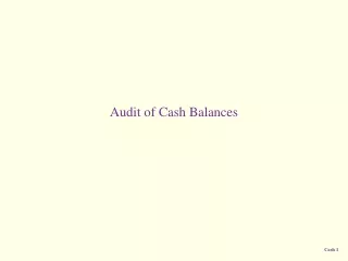 Audit of Cash Balances