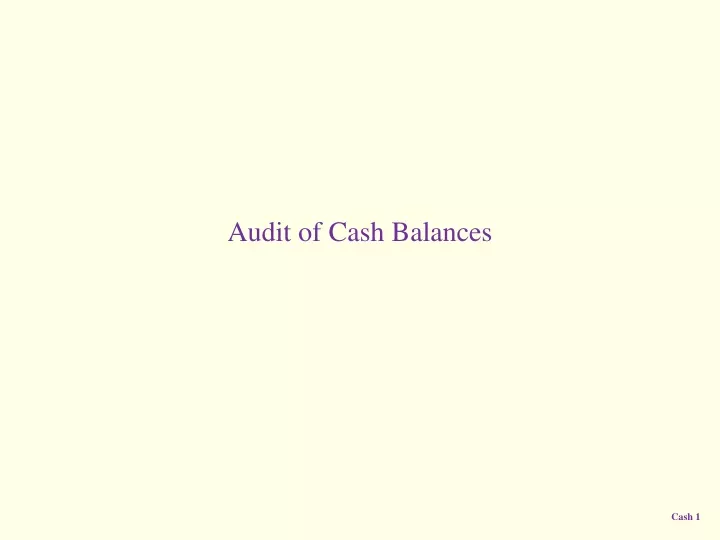 audit of cash balances
