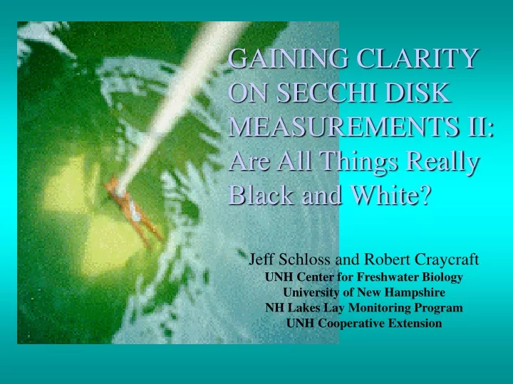gaining clarity on secchi disk measurements