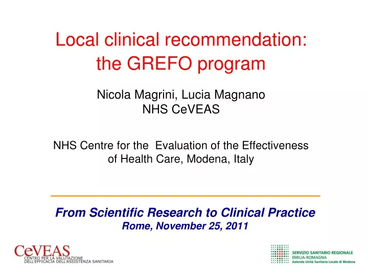 from scientific research to clinical practice rome november 25 2011