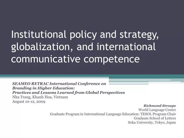 institutional policy and strategy globalization and international communicative competence