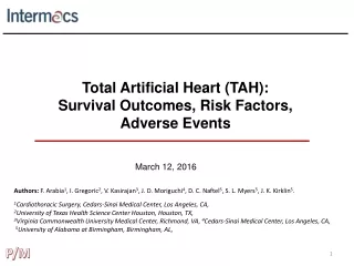 Total Artificial Heart (TAH): Survival Outcomes, Risk Factors,  Adverse Events