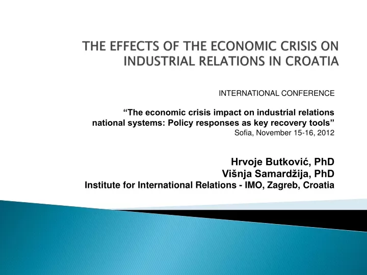 the effects of the economic crisis on industrial relations in croatia
