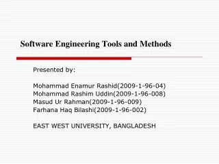 Software Engineering Tools and Methods