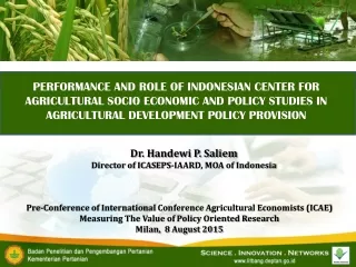 Pre- Conference of  International  Conference  Agricultural Economists (ICAE)