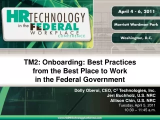 TM2: Onboarding: Best Practices  from the Best Place to Work  in the Federal Government