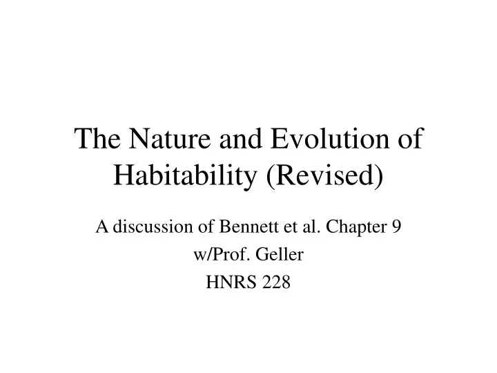 the nature and evolution of habitability revised