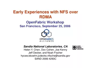 Early Experiences with NFS over RDMA
