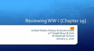 Reviewing WW-I [Chapter 19]