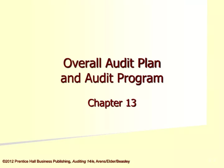 overall audit plan and audit program