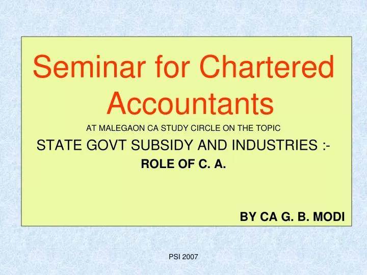 seminar for chartered accountants at malegaon