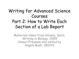 Writing for Advanced Science Courses Part 2: How to Write Each Section of a Lab Report