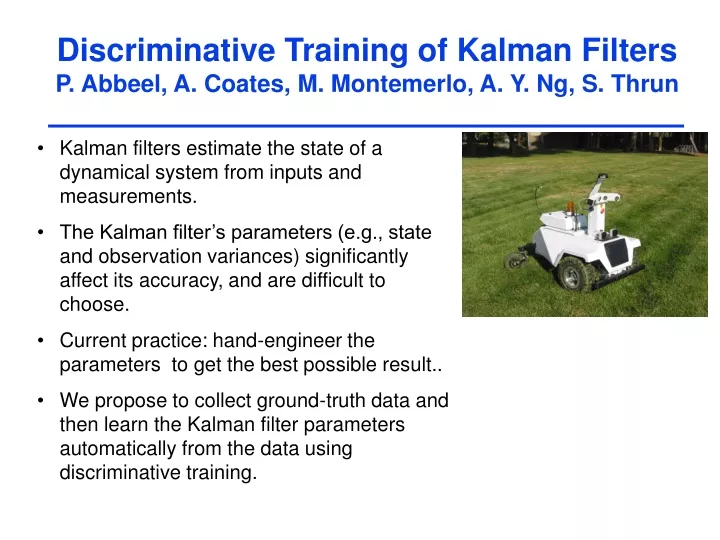 discriminative training of kalman filters