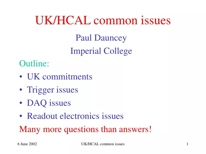 uk hcal common issues