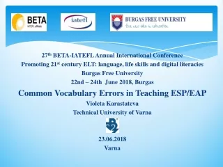 2 7 th  BETA-IATEFL Annual International Conference