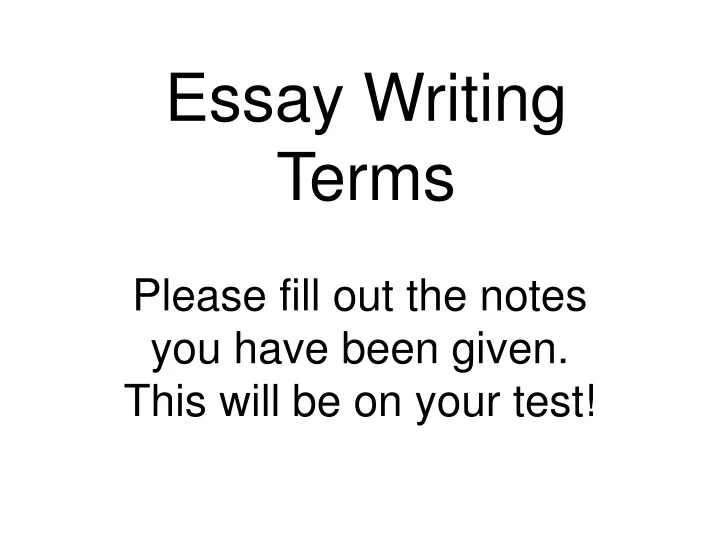 essay writing terms