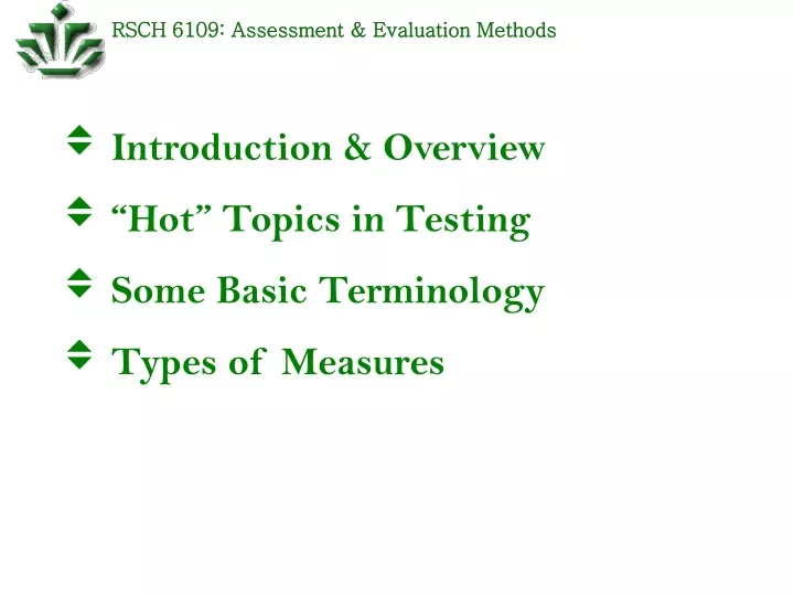 rsch 6109 assessment evaluation methods