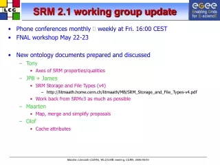 SRM 2.1 working group update