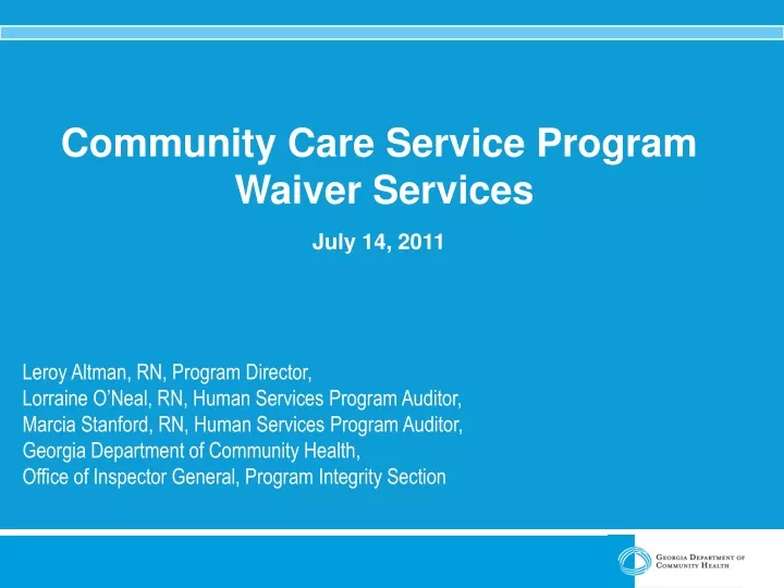 community care service program waiver services july 14 2011