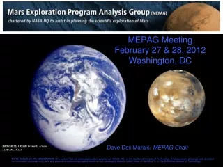 MEPAG Meeting February 27 &amp; 28, 2012 Washington, DC