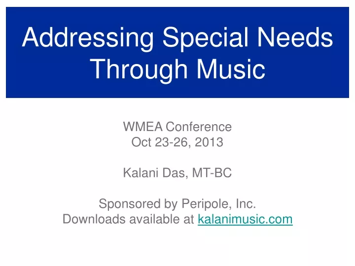 addressing special needs through music