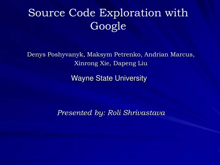 source code exploration with google