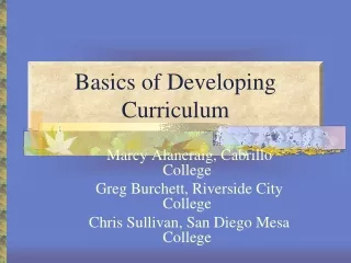 Basics of Developing Curriculum