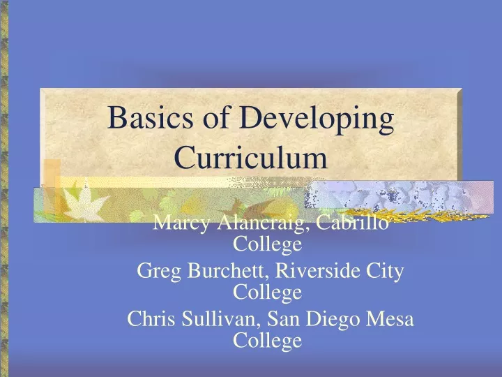 basics of developing curriculum