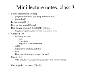 Mini lecture notes, class 3