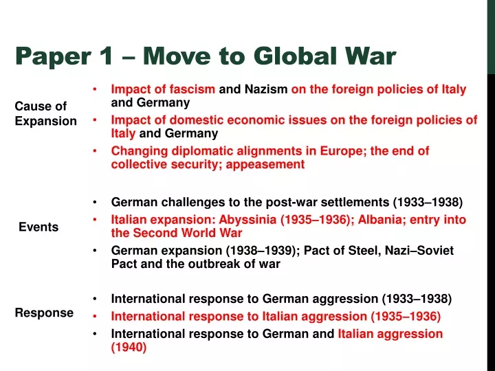paper 1 move to global war