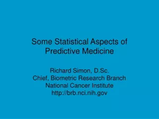 Some Statistical Aspects of Predictive Medicine