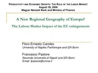 A New Regional Geography of Europe? The Labour Market Impact of the EU enlargements