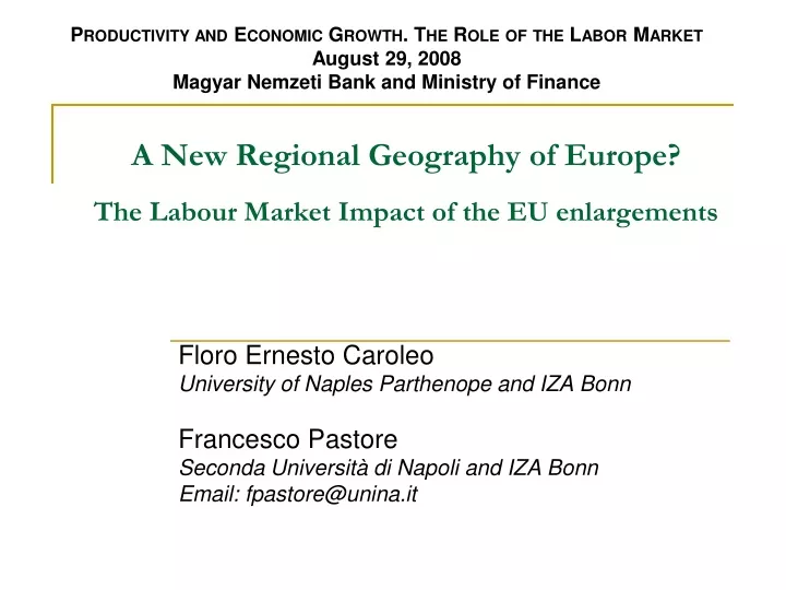 a new regional geography of europe the labour market impact of the eu enlargements