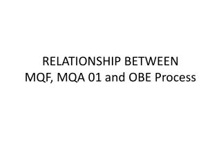 RELATIONSHIP BETWEEN  MQF, MQA 01 and OBE Process