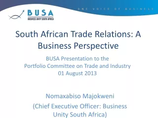 South African Trade Relations: A Business Perspective